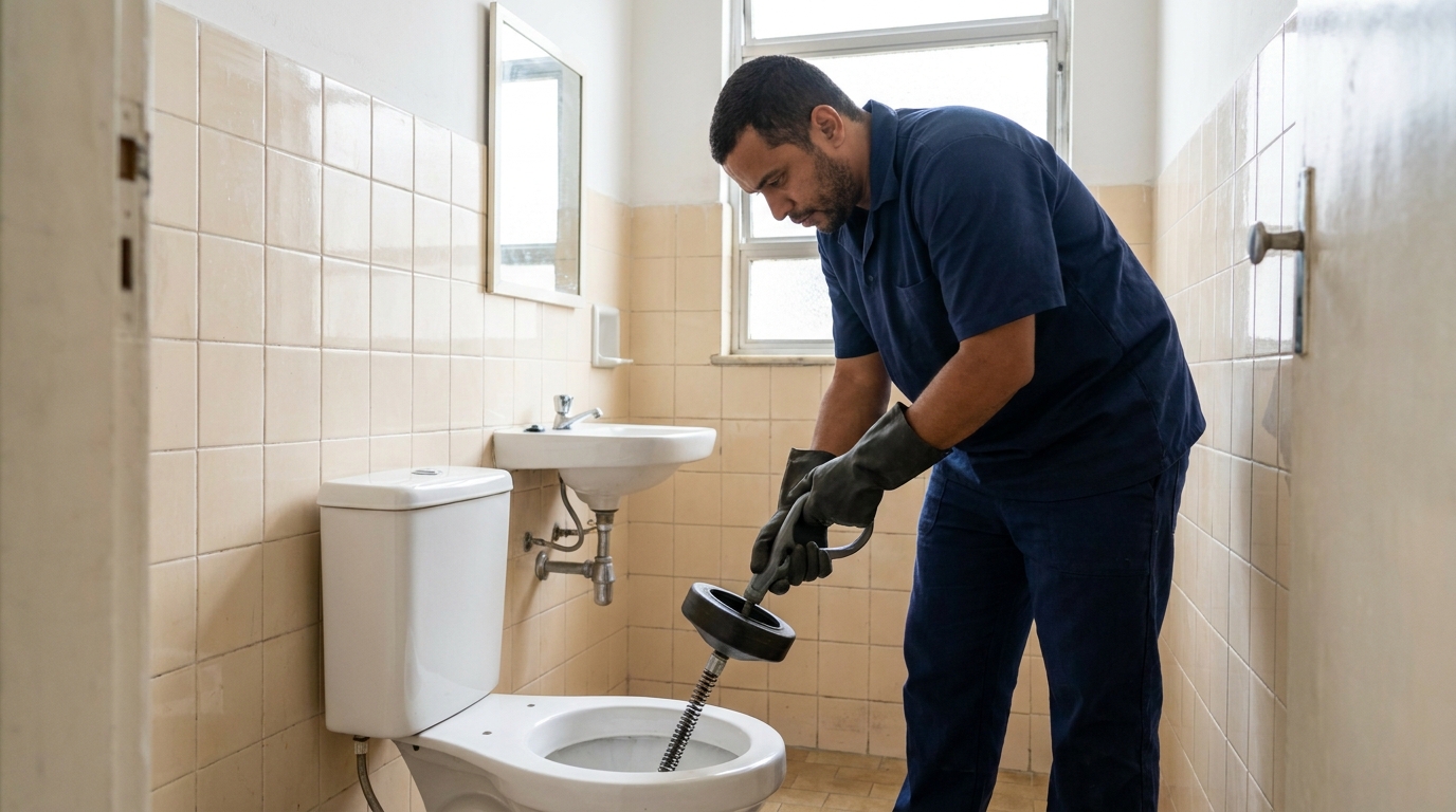 Desentupimento de vaso sanitário residencial em Ipatinga‑MG