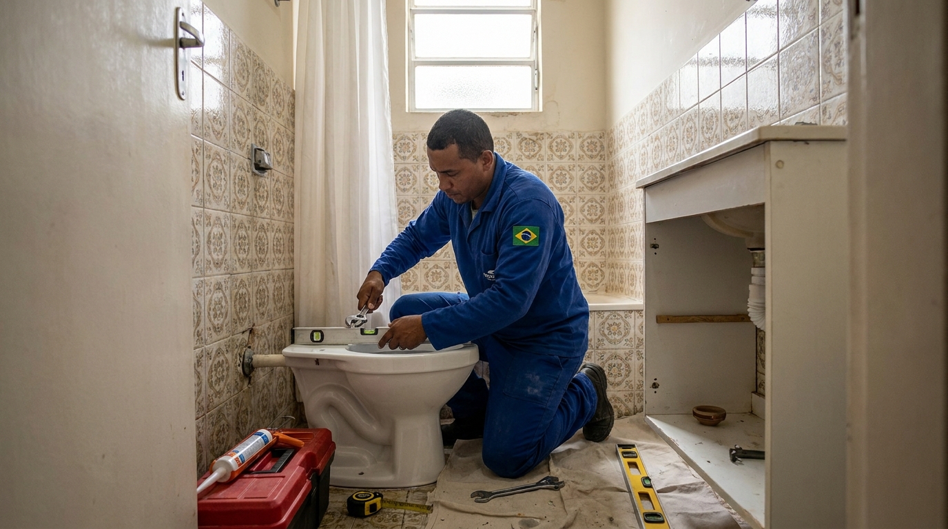 Instalação de vaso com caixa acoplada em Maringá‑PR